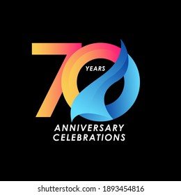 70 Years Anniversary Celebration Number Vector Template Design Illustration