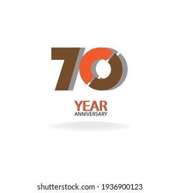 70 Years Anniversary Celebration Orange Color Vector Template Design Illustration