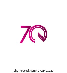 70 Years Anniversary Celebration Purple Line Vector Template Design Illustration