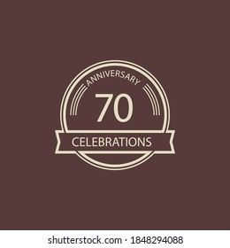 70 Years Anniversary Celebration Retro Vector Template Design Illustration