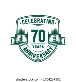 70 years anniversary celebration shield design template. 70th anniversary logo. Vector and illustration.