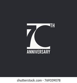 70 Years Anniversary celebration simple design. silhouette number inside white box vector illustration. logo type