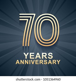 70 years anniversary celebration vector icon, logo. Template design element with gold color age for 70th anniversary card 