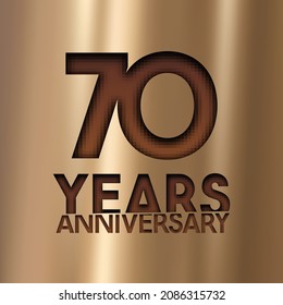 70 years anniversary celebration vector icon, logo. Template design element with gold color number with flare for 70th anniversary card