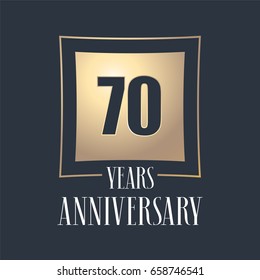 70 years anniversary celebration vector icon, logo. Template design element with golden number for 70th anniversary greeting card