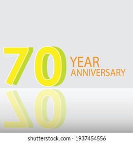 70 Years Anniversary Celebration Yellow Color Vector Template Design Illustration
