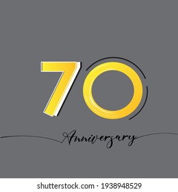 70 Years Anniversary Celebration Yellow Color Vector Template Design Illustration