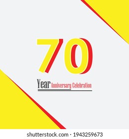 70 Years Anniversary Celebration Yellow Color Vector Template Design Illustration