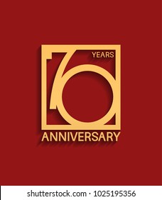 70 years anniversary design logotype golden color in square isolated on red background for celebration event