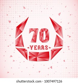 70 years anniversary design template. Low poly design.