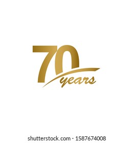 70 Years Anniversary elegant Gold Line Celebration Vector Template Design Illustration