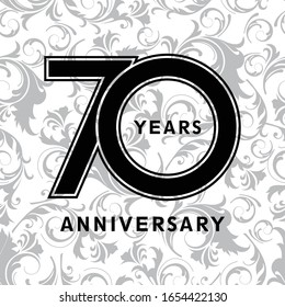 70 years anniversary with a floral motif. Vector illustration.