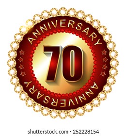 70 Years anniversary golden label. 