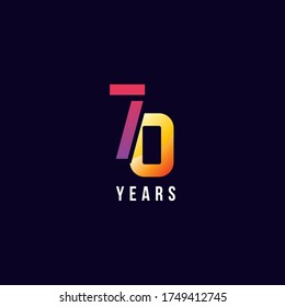 70 Years Anniversary Gradient Number Vector Design