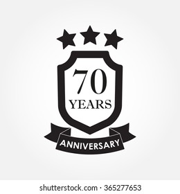 70 years anniversary icon or emblem. 70th anniversary label. Celebration, invitation and congratulation design element. Vector illustration