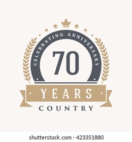 70 years Anniversary Label, Sticker or Badge on Background. Vector - illustration