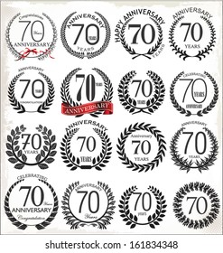 70 years anniversary laurel wreath, set