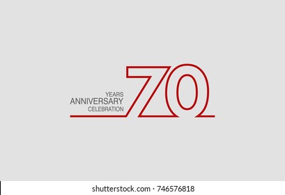 70 years anniversary linked logotype with red color isolated on white background for company celebration event