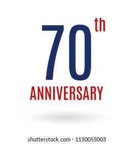 70 years anniversary logo. 70th anniversary celebration icon. Birthday, invitation, wedding, jubilee, company and business card design elements. Vector illustration.