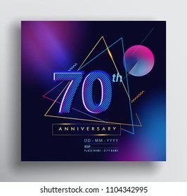 70 Years Anniversary Logo with Colorful Galactic background, Vector Design Template Elements for Invitation Card and Poster Your Birthday Celebration.