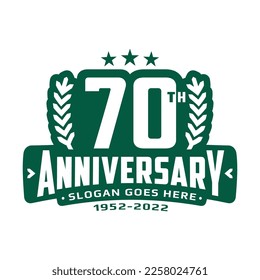 70 years anniversary logo design template. 70th anniversary celebration logotype. Vector and illustration.