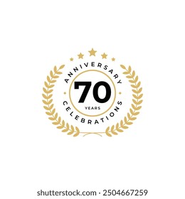 70 years Anniversary logo design concept. Birthday celebrations template.