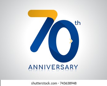 70 years anniversary Logo Design with blue and old yellow color