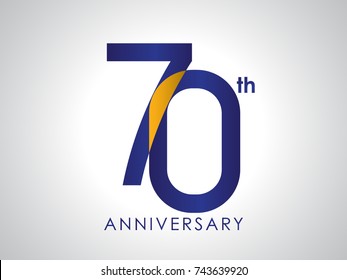 70 years anniversary Logo Design with blue and old yellow color