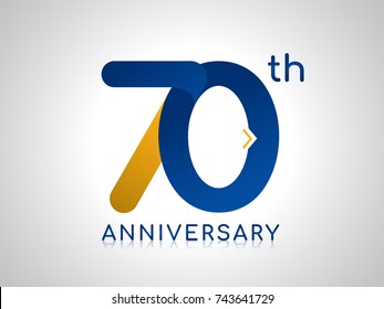 70 years anniversary Logo Design with blue and old yellow color