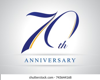 70 years anniversary Logo Design with blue and old yellow color