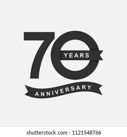 70 Years Anniversary Logo Icon Template, Anniversary lettering with black color. Vector EPS 10.