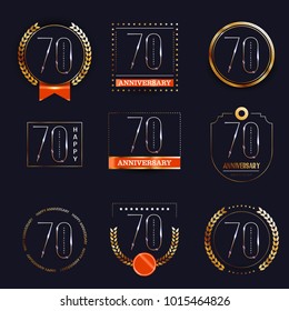 70 years anniversary logo set. Vector illustration.