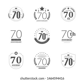 70 years anniversary logo set. 70th anniversary icons.