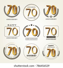 70 years anniversary logo set. Vector illustration.