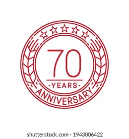70 years anniversary logo template. 70th line art vector and illustration.