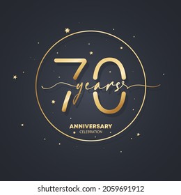 70 Years Anniversary Logo Template. 70th Birthday, Wedding Anniversary Icon. Trendy Symbol Image. Vector EPS 10. Isolated On Background.