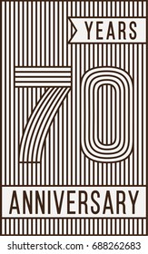 70 years anniversary logo. Vector and illustration. Line art anniversary design template.