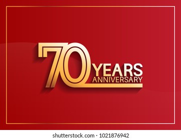 70 years anniversary logotype with golden multiple line style on red background for celebration