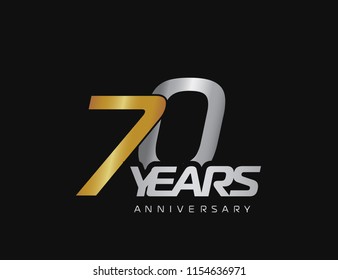 70 years anniversary logotype with silver and gold color isolated on black background for celebration event
