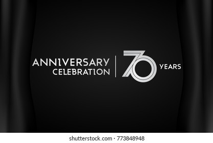 70 Years Anniversary Logotype with   Silver Multi Linear Number Isolated on Dark Background