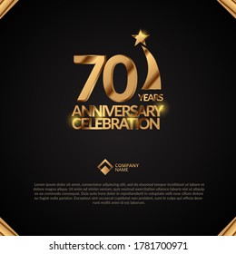 70 Years anniversary logotype style with handwriting golden color for celebration event, wedding, greeting card, and invitation