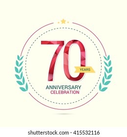 70 Years Anniversary with Low Poly Design and Laurel Ornaments