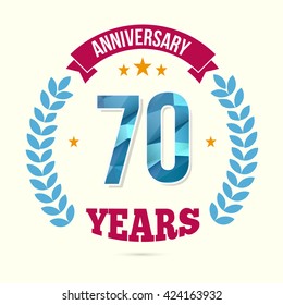 70 Years Anniversary with Low Poly Design and Laurel Ornaments