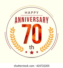 70 Years Anniversary with Low Poly Design and Laurel Ornaments