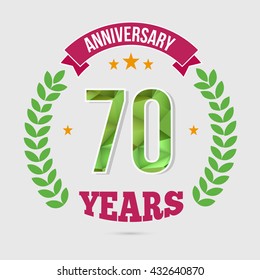 70 Years Anniversary with Low Poly Design and Laurel Ornaments