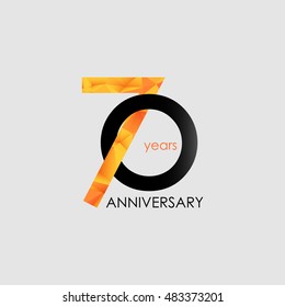 70 Years Anniversary with Low Poly Design, colored with geometric style
