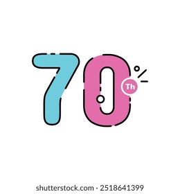 70 Years Anniversary Number Fun Design Vector Template Illustration