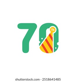 70 Years Anniversary Number Fun Design Vector Template Illustration