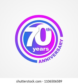 70 Years Anniversary Number or logo icon. Anniversary lettering in gradient color. Celebrate your birthday. Vector EPS 10.