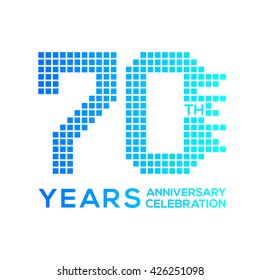70 years anniversary with a pixels digital,technology logo